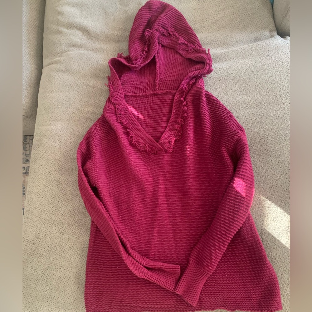 Berry colored hooded sweater, purchased from an online boutique